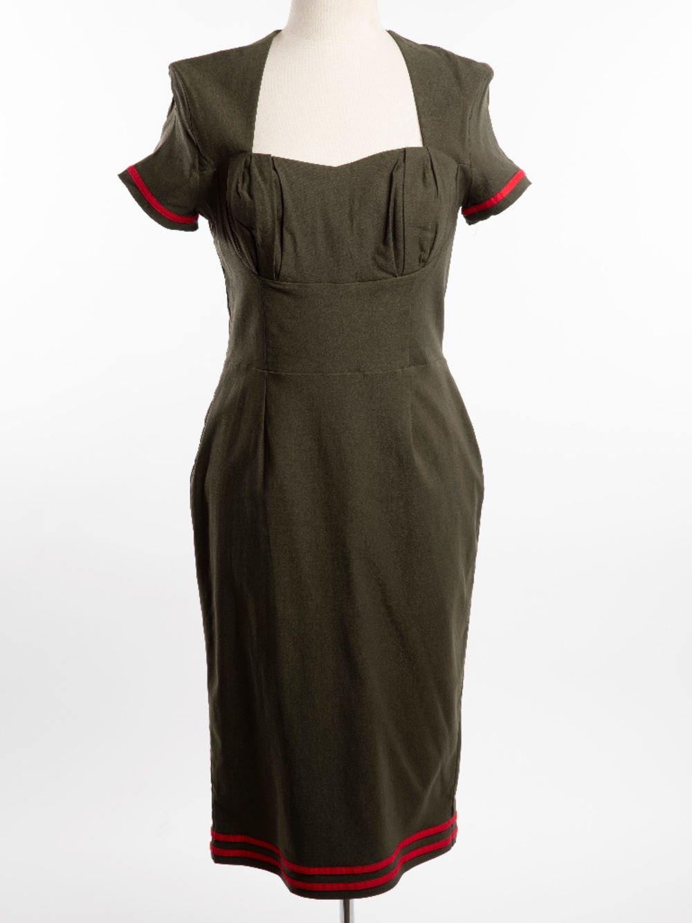 Pinup Couture Olive Green Military Style Dress - Size XL